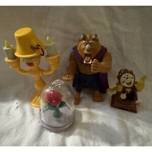 Vintage 1991 Disney Beauty and the Beast Toy Lot Of 4 McDonalds Rose Lumiere